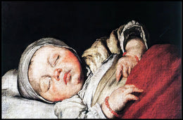 Sleeping Infant Amidst Historical Charm - Artistic Poster