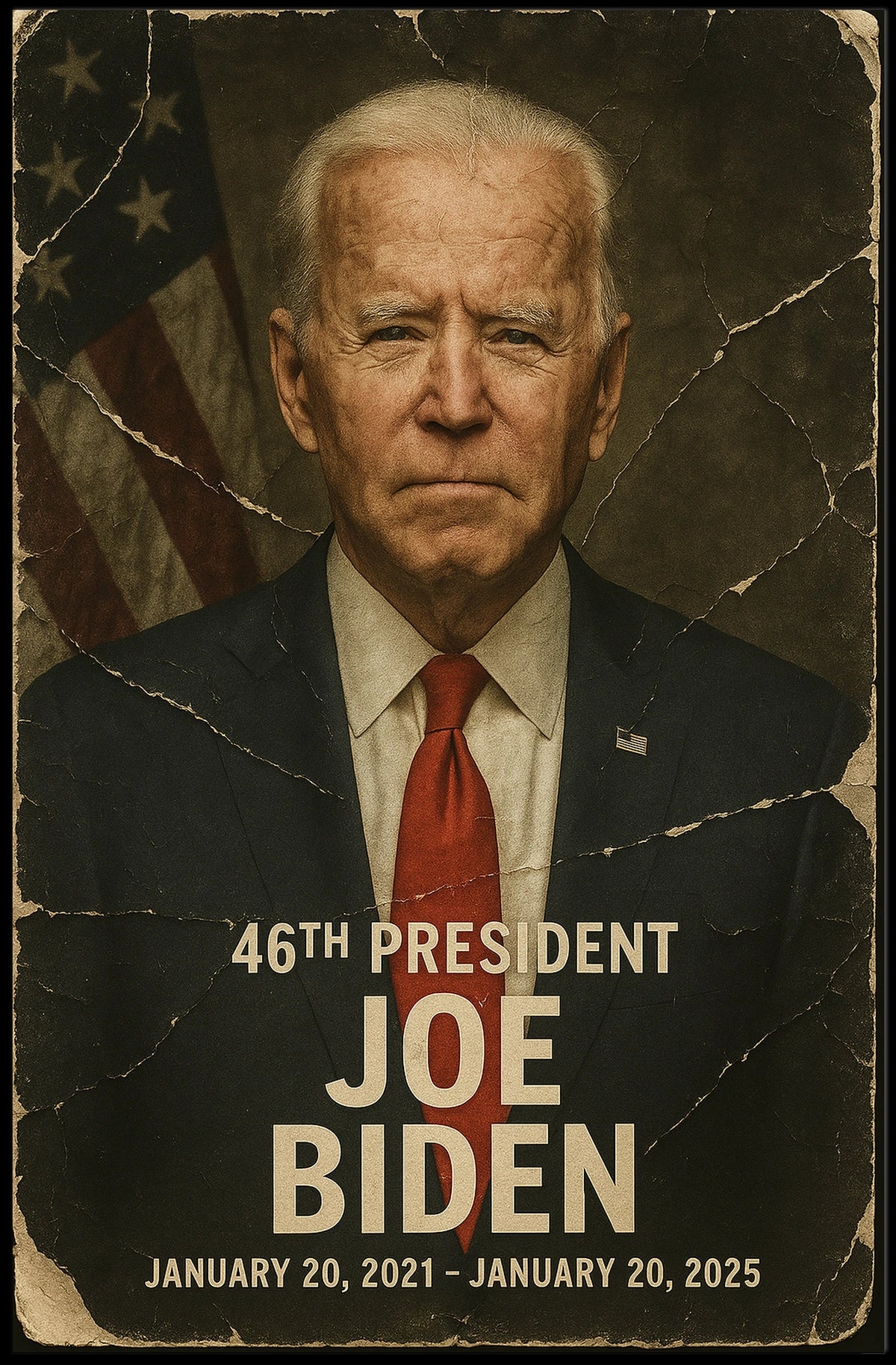 Joe Biden 46th President of the United States Damaged Photograph Poster