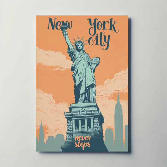 New York City Statue of Liberty Vintage Poster