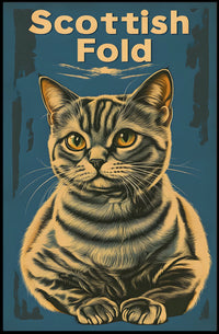 Scottish Fold Cat Artwork Minimalist Studio Poster