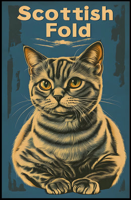 Scottish Fold Cat Artwork Minimalist Studio Poster