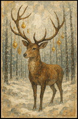Majestic Winter Stag Poster