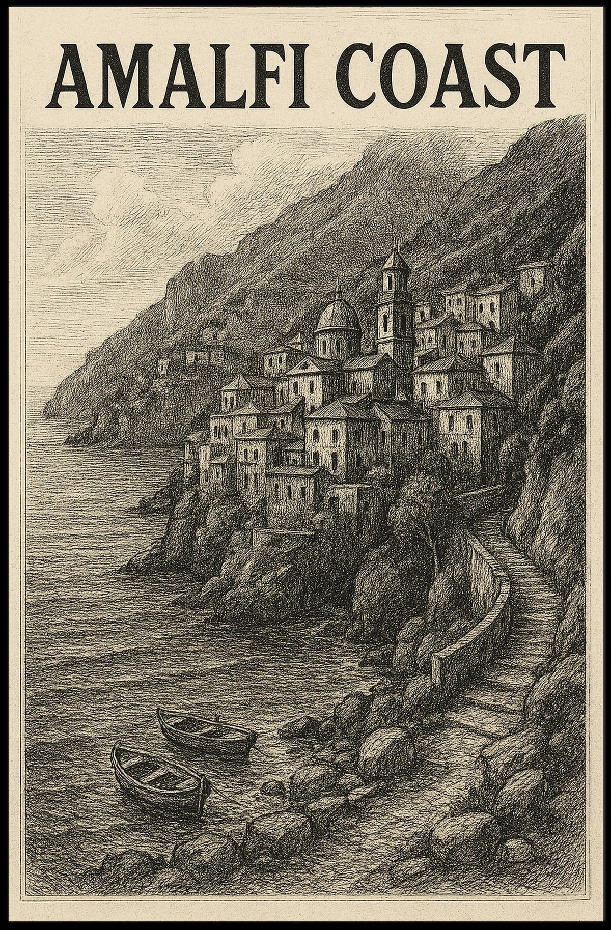 Amalfi Coast Poster Wall Art Travel Print 18x24 Seaside