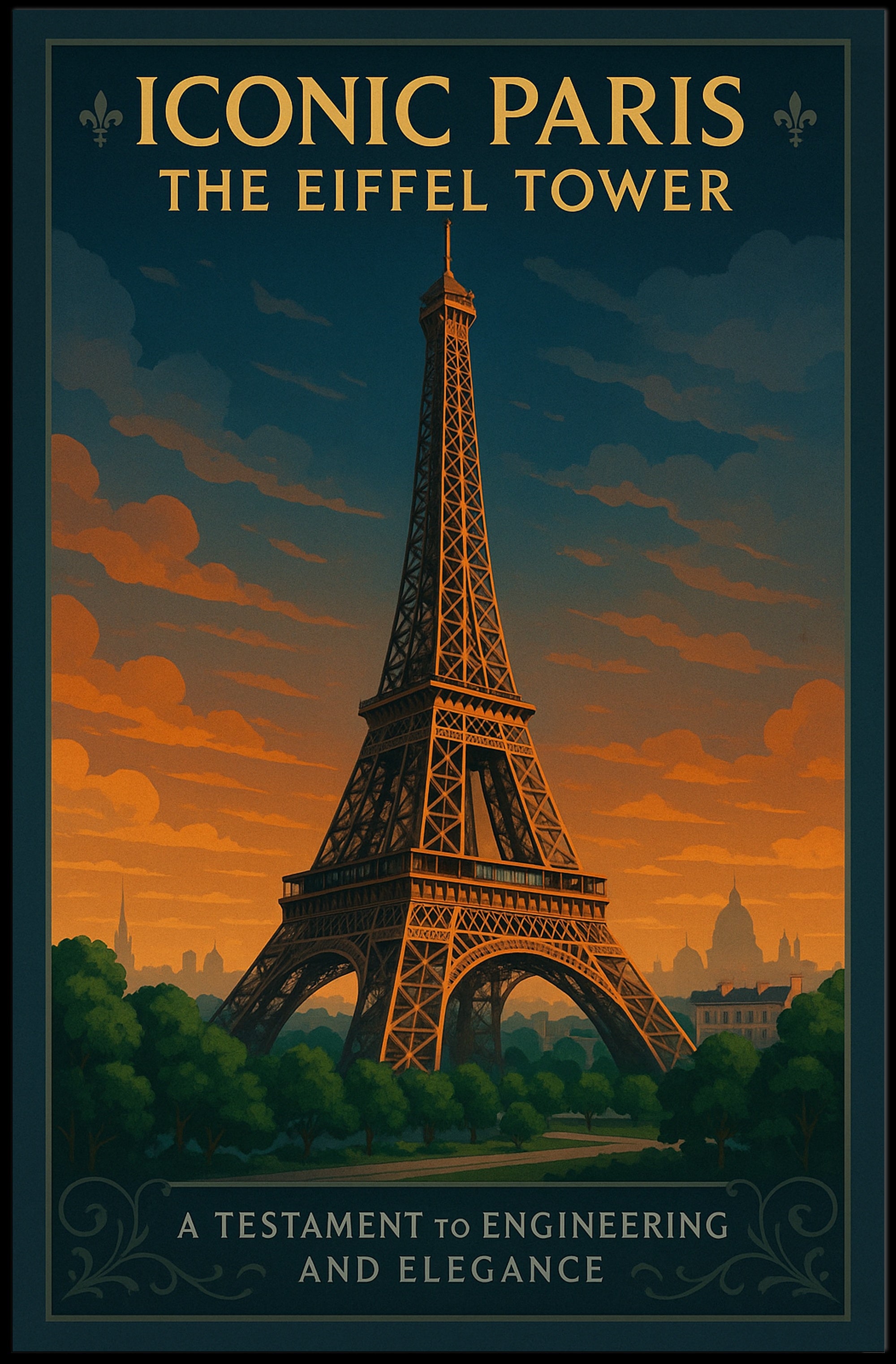 Iconic Paris Eiffel Tower Wall Art Print PosterGoat