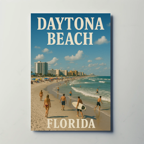 Daytona Beach Retro Travel Poster