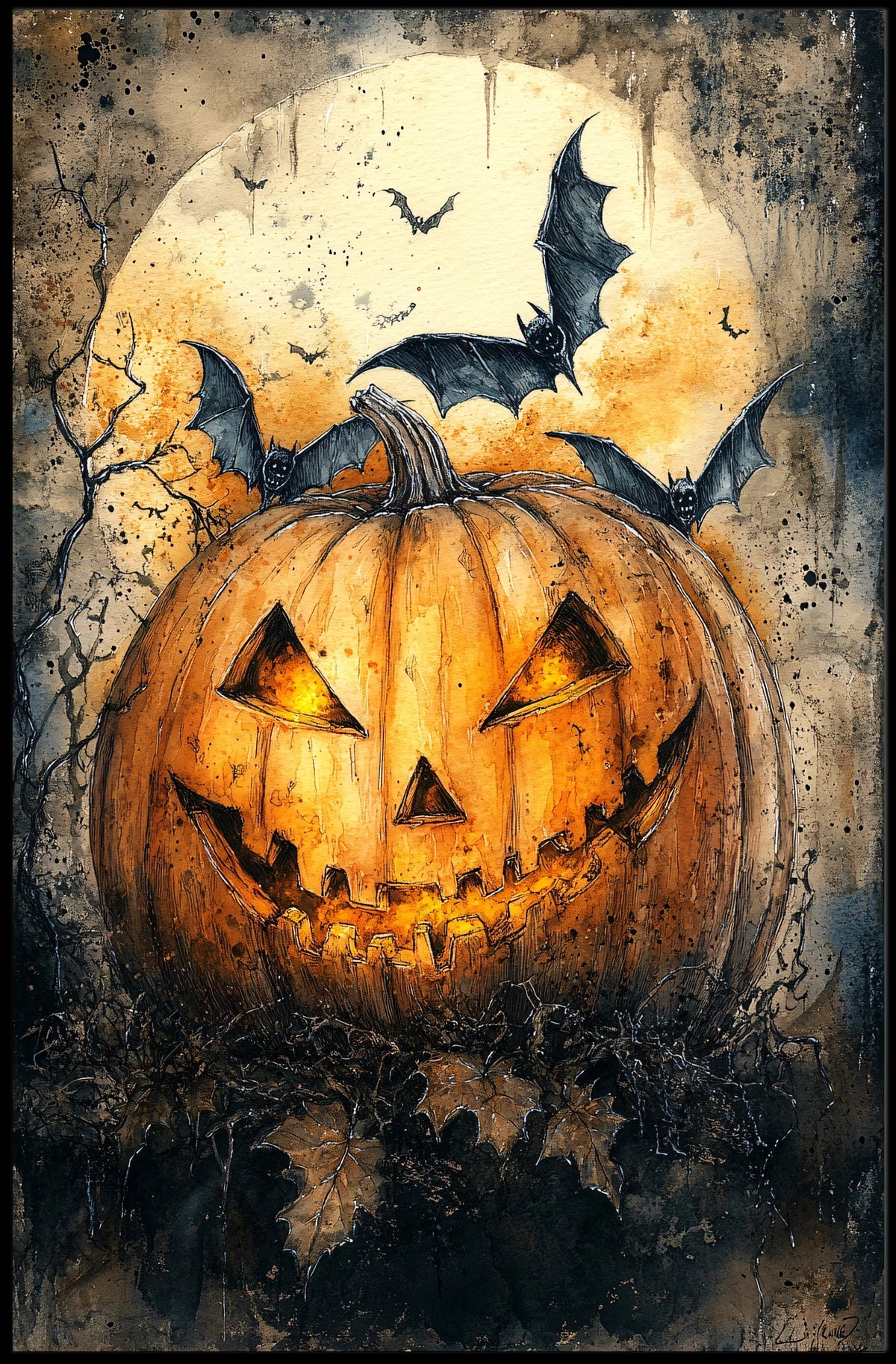 Halloween Jack-O'-Lantern Art Print Poster