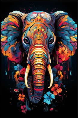 Elephant Art Poster: Vibrant Patterns and Colors