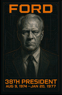 Gerald Ford 38th President of the United States Techno Schematic Poster