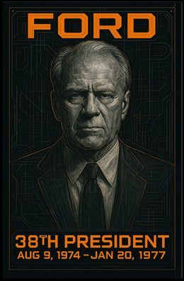 Gerald Ford 38th President of the United States Techno Schematic Poster