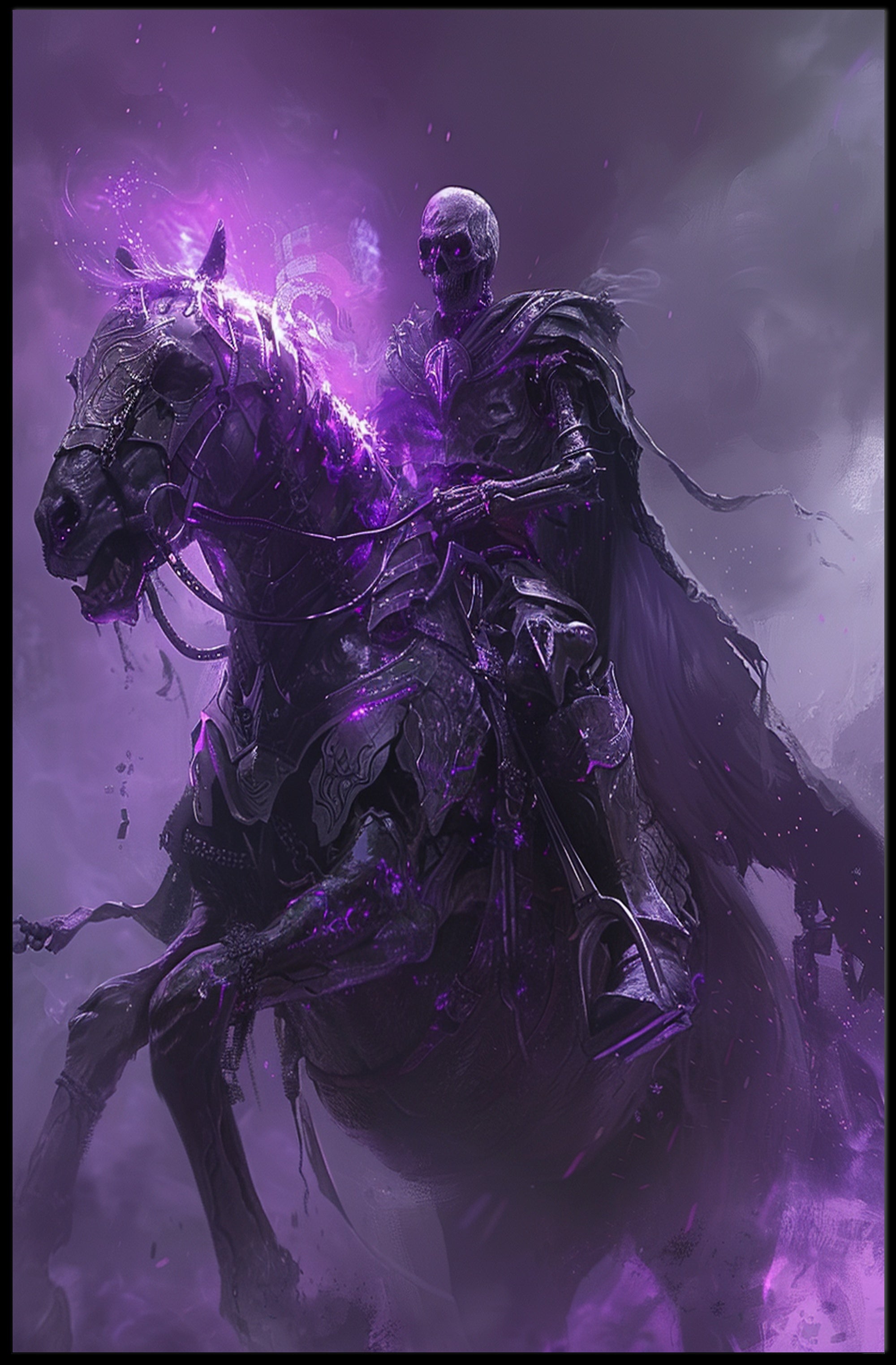 Skeletal Warrior Knight in Dark Mythology Fantasy Poster PosterGoat