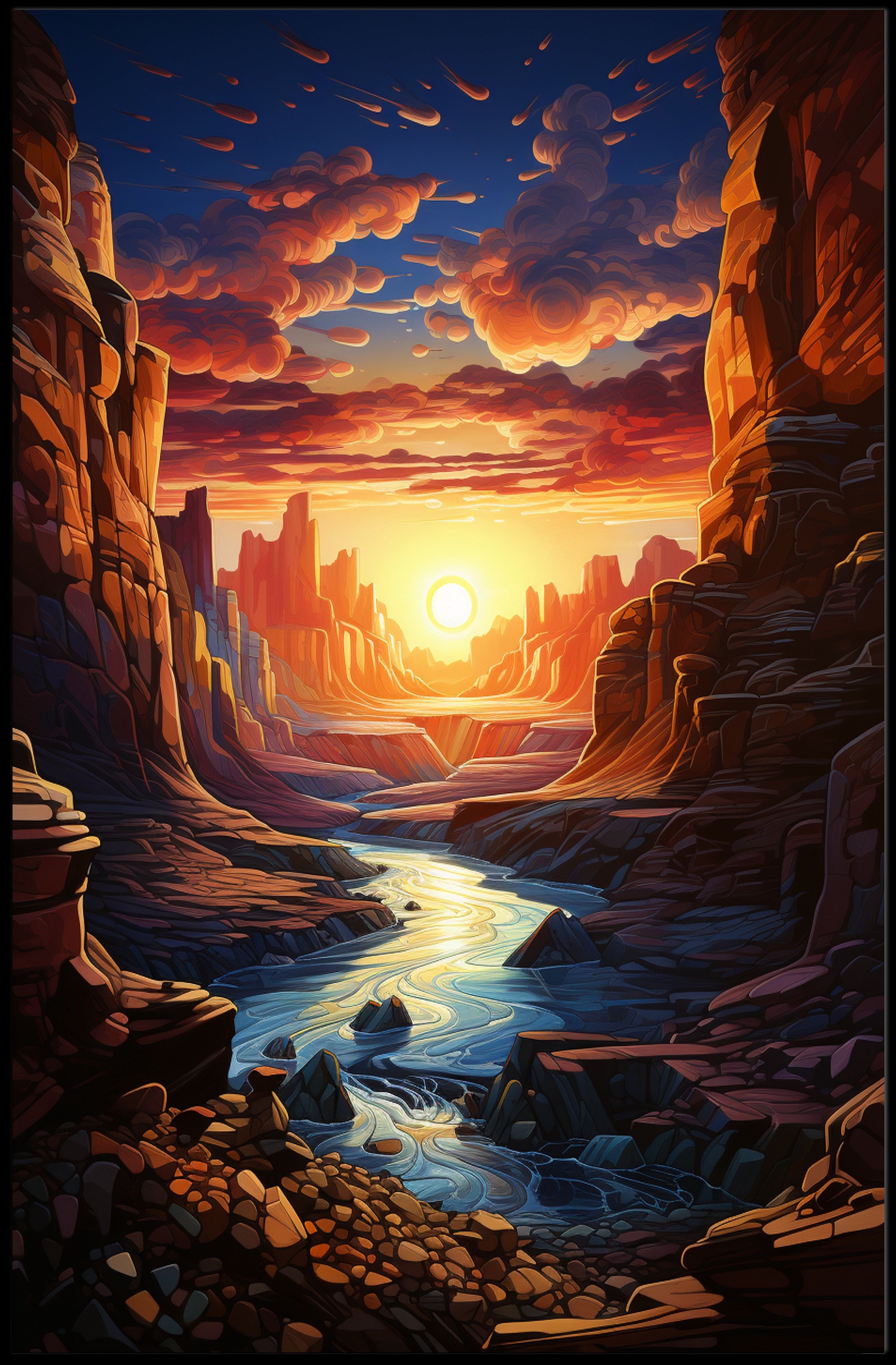 Sunset Over Canyon Poster