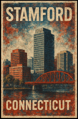 Stamford Cityscape Vintage Collectors Poster
