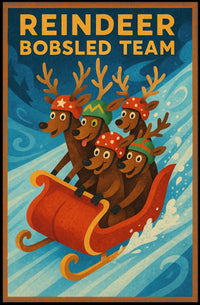 Reindeer Bobsled Adventure Poster: Fantasy or Mythology Poster