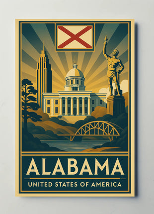 Alabama Heritage Landmarks Art Deco Travel Poster