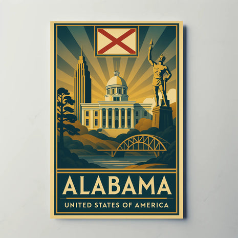 Alabama Heritage Landmarks Art Deco Travel Poster