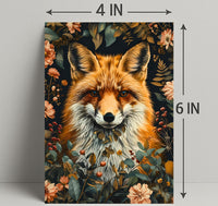 Fox Among Blossoms: Detailed Wildlife Art Animal Poster