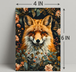 Fox Among Blossoms: Detailed Wildlife Art Animal Poster