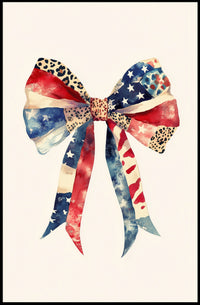 Large Coquette Bow American Flag Watercolor Art Poster