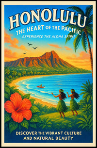 Honolulu The Heart of the Pacific Poster
