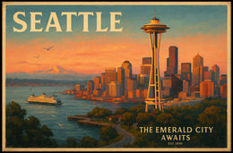 Seattle Travel Poster Art Print for Home Decor