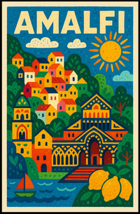 Amalfi Coast Illustration Poster
