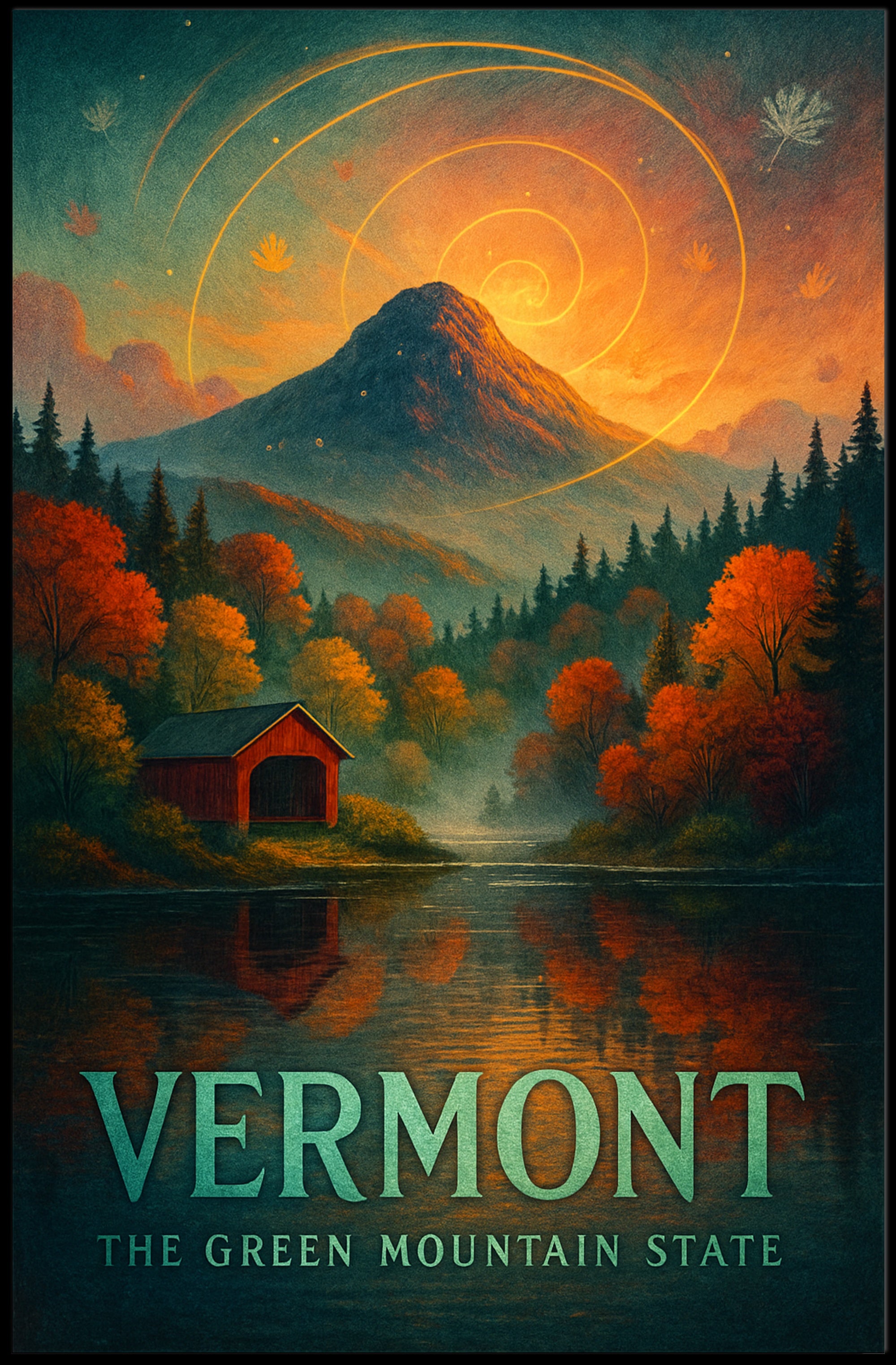 Majestic Autumn Mountain: Artistic Poster