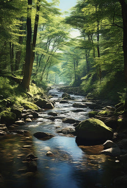 Tranquil Wilderness River Scene Poster: National Park Poster
