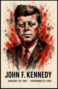 Iconic JFK Tribute Vintage Presidency Portrait Patriotic Realism Wall Art Poster