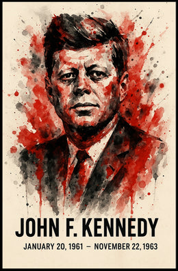 Iconic JFK Tribute Vintage Presidency Portrait Patriotic Realism Wall Art Poster