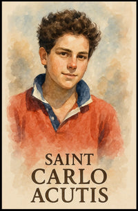 Saint Carlo Acutis Portrait For Wall Decor And Reflection Poster