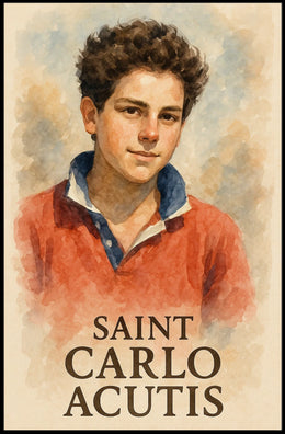 Saint Carlo Acutis Portrait For Wall Decor And Reflection Poster