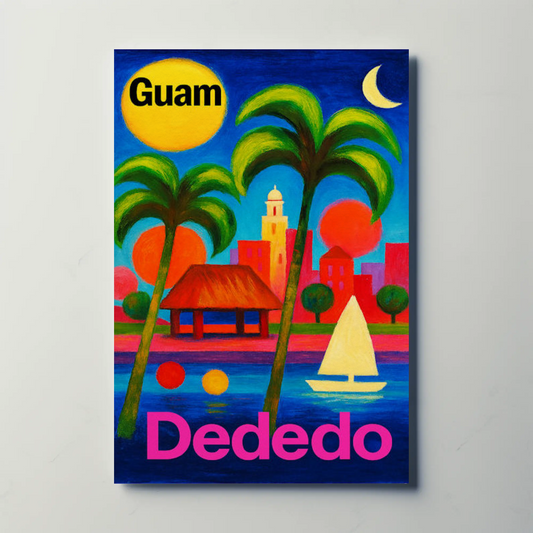 Dededo Guam Palm Trees Ocean Breeze Travel Poster