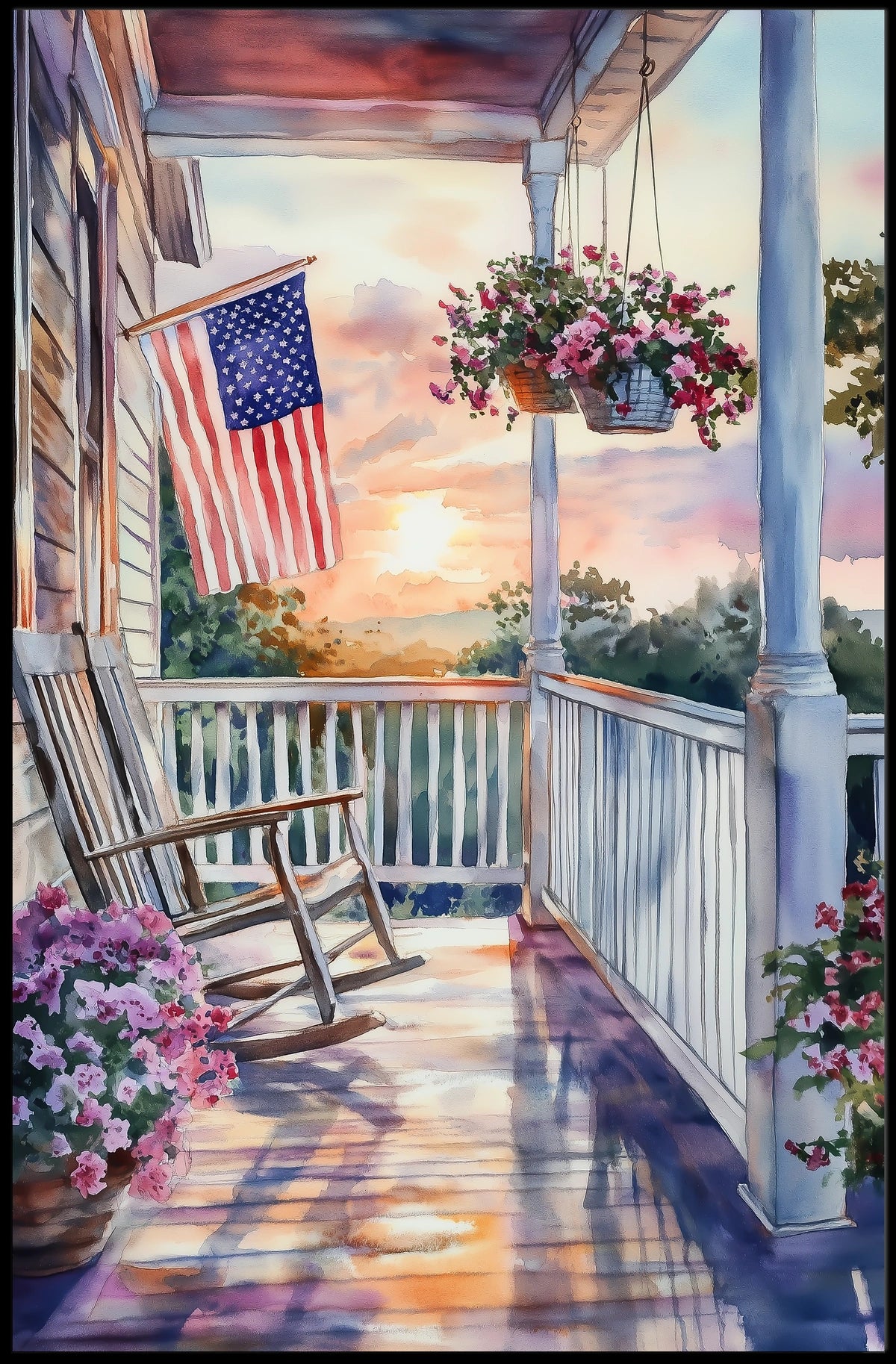 old fashioned front porch Poster