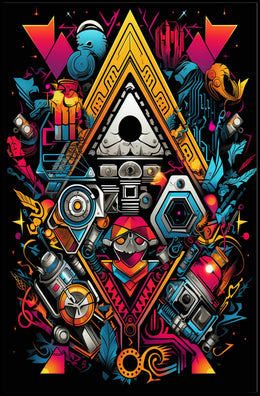 Futuristic Abstract Skull with Mechanical Elements Poster