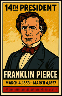 Franklin Pierce 14th President of the United States Inked Comic Style Poster