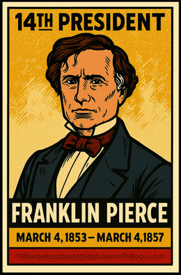 Franklin Pierce 14th President of the United States Inked Comic Style Poster