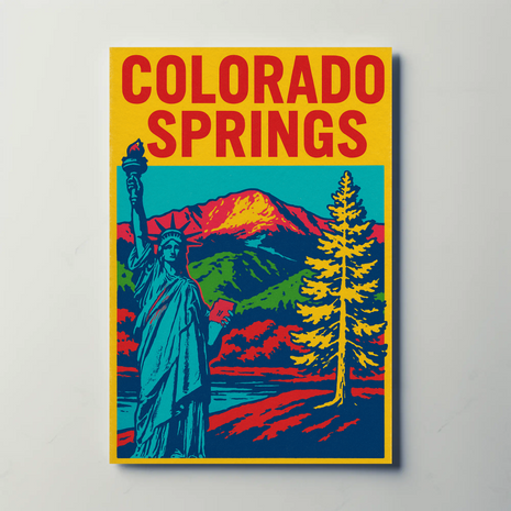 Vintage Colorado Springs American Travel Poster