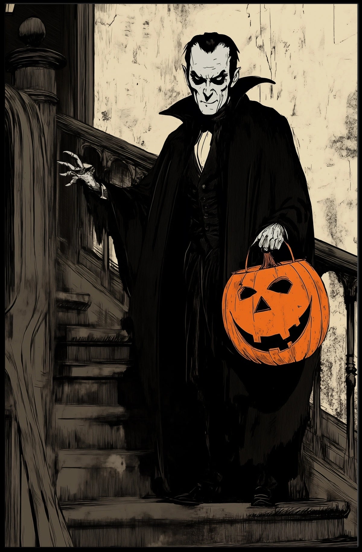 Vampire Halloween Gothic Artwork Sketch Poster