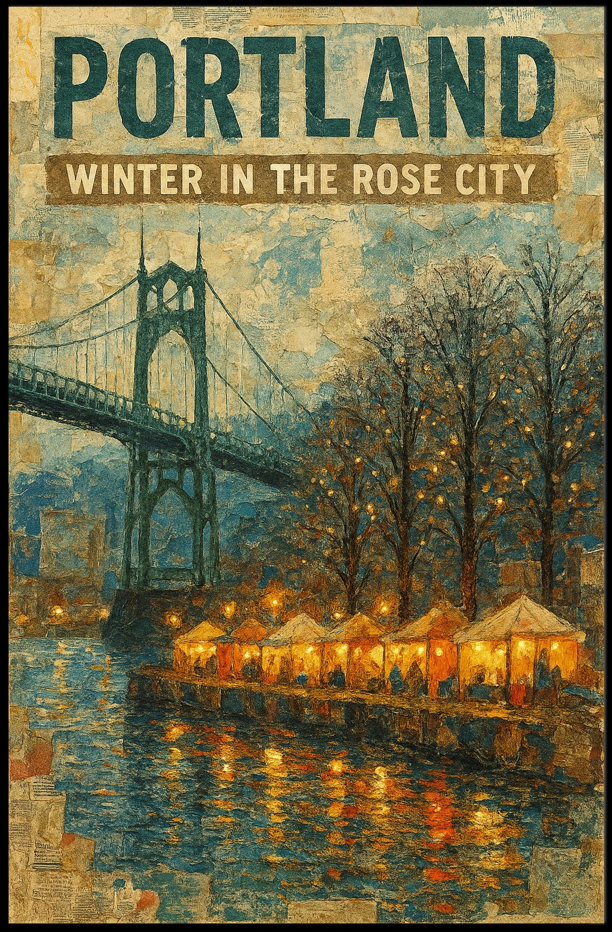 Portland Winter In The Rose City Poster