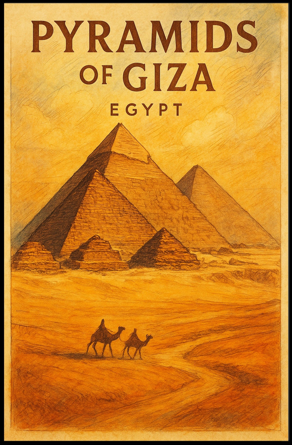 Giza Pyramids Traveler Vintage Typography Poster
