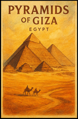 Giza Pyramids Traveler Vintage Typography Poster