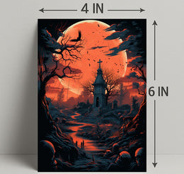 Haunted Moonlit Cemetery Poster