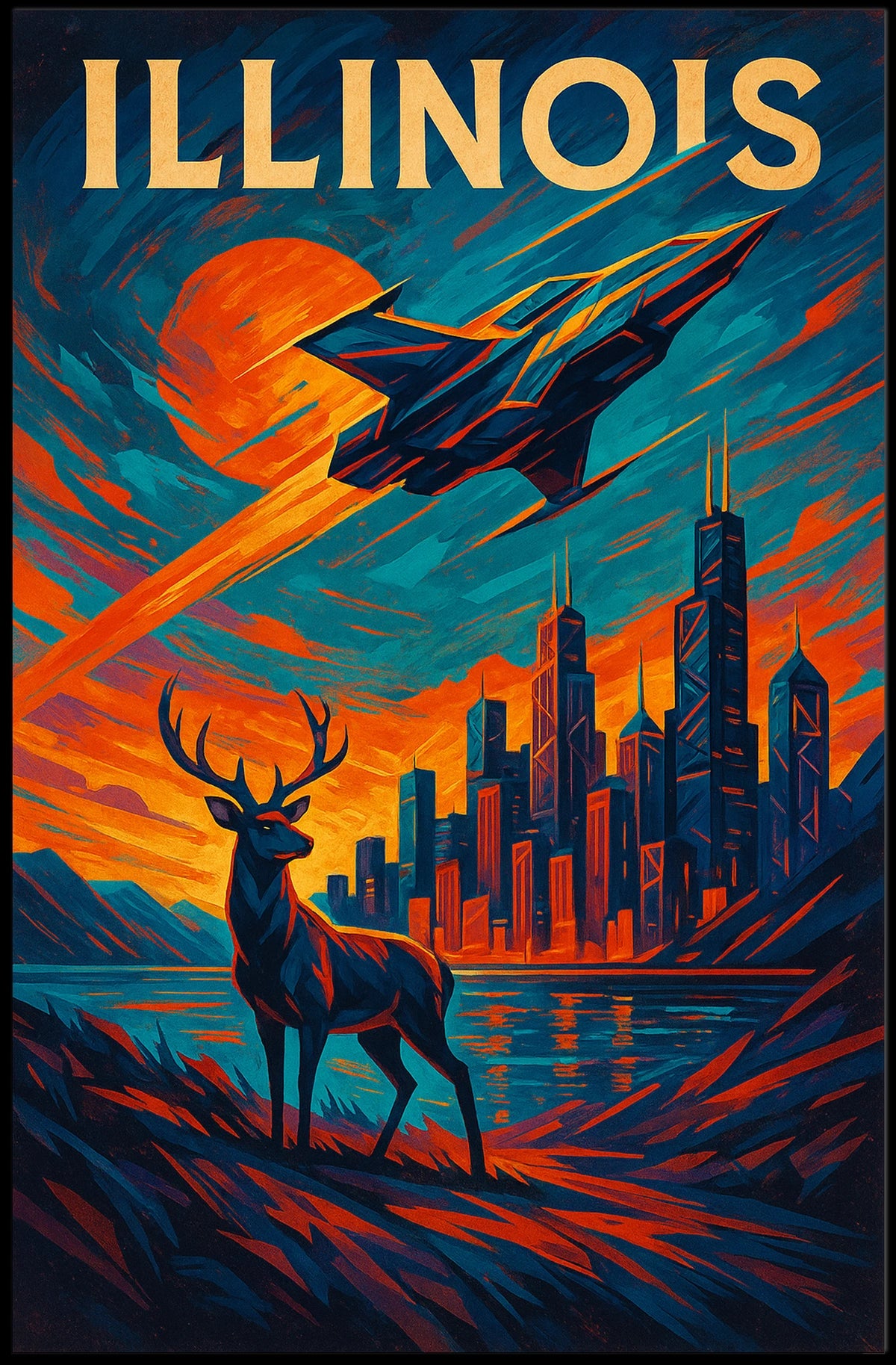 Illinois Skyline And Nature Poster