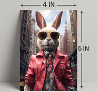 Stylish Rabbit In The City Poster