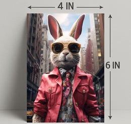 Stylish Rabbit In The City Poster