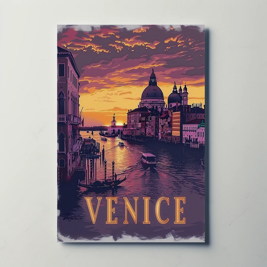 Venice Italy Grand Canal Sunset Travel Poster