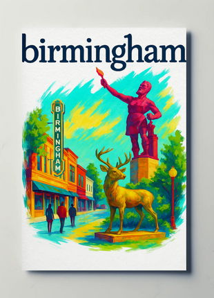 Birmingham Michigan Wall Art Vintage Travel Poster