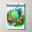 Birmingham Michigan Wall Art Vintage Travel Poster