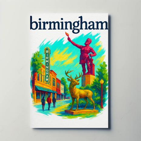 Birmingham Michigan Wall Art Vintage Travel Poster