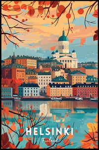 Helsinki Autumn Cityscape: Urban or Cityscape Poster